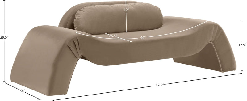 Austin 87.5" Velvet Upholstered Upholstered Loveseat in Taupe - 44008Taupe-L