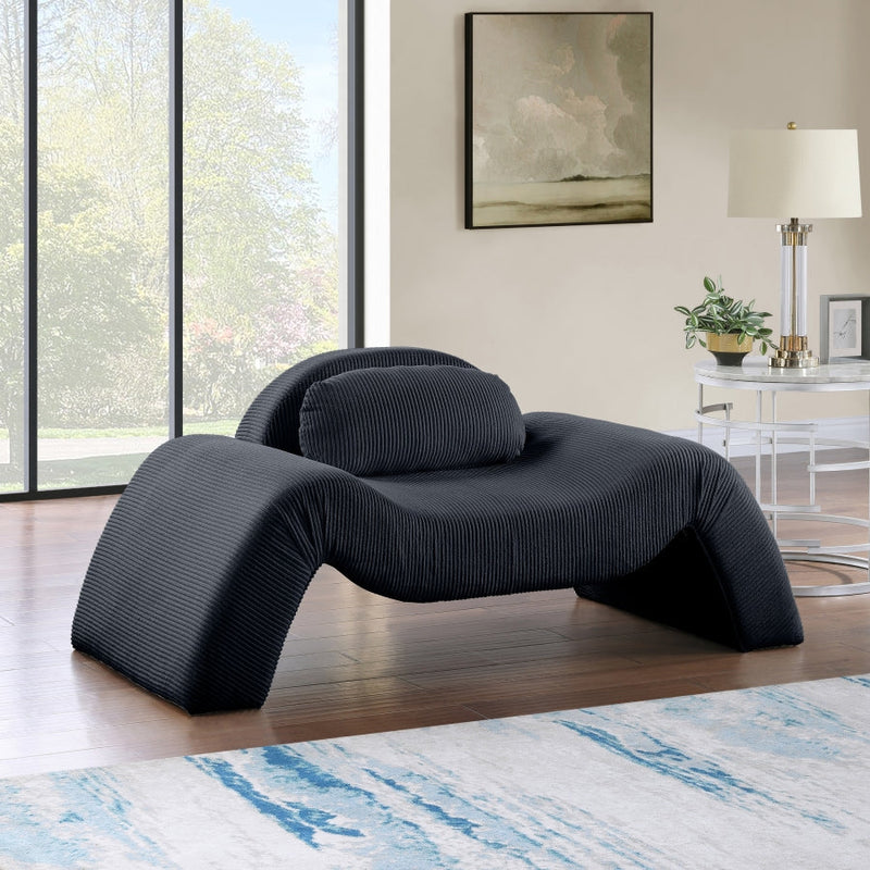 Austin Corduroy Upholstered Accent Chair in Black - 44009Black-C