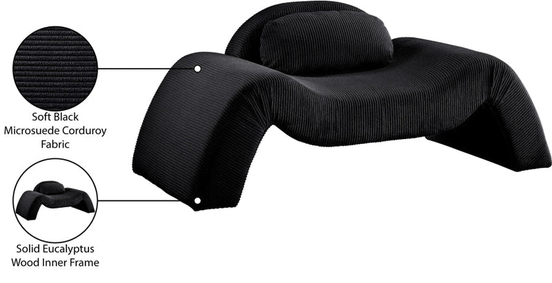 Austin Corduroy Upholstered Accent Chair in Black - 44009Black-C