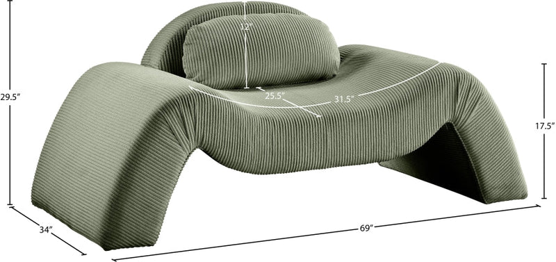 Austin Corduroy Upholstered Accent Chair in Green - 44009Green-C