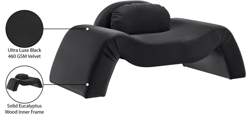 Austin Velvet Upholstered Accent Chair in Black - 44008Black-C