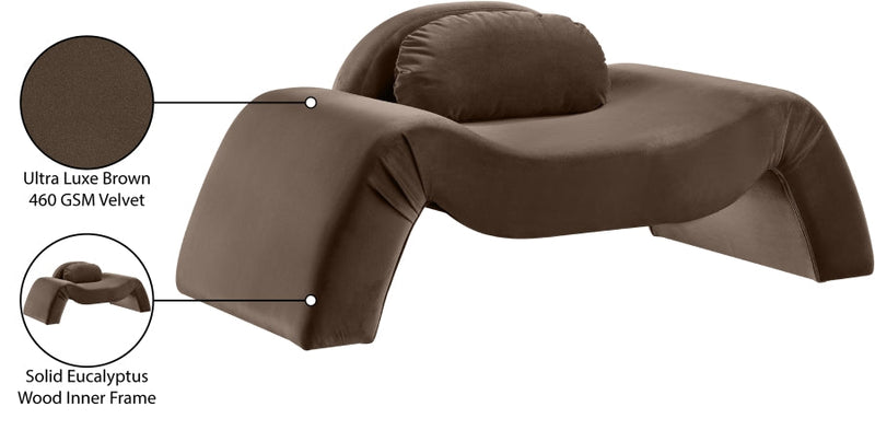 Austin Velvet Upholstered Accent Chair in Brown - 44008Brown-C