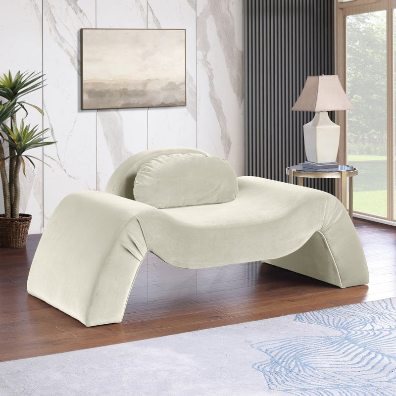 Austin Velvet Upholstered Accent Chair in Cream - 44008Cream-C
