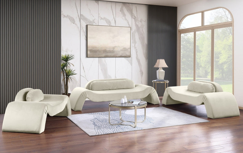 Austin Velvet Upholstered Accent Chair in Cream - 44008Cream-C