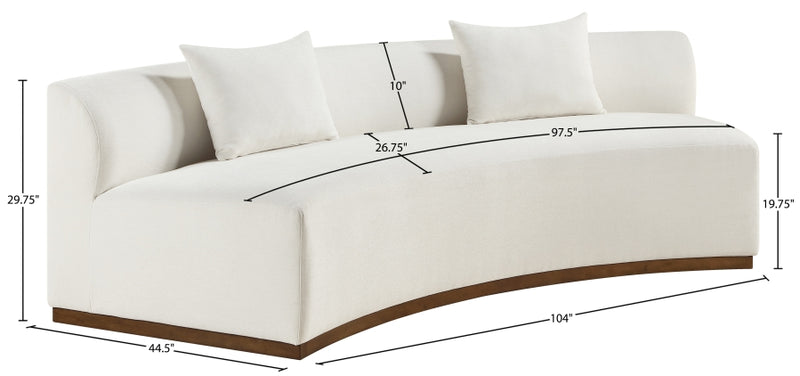 Avanti 104" Chenille Fabric Upholstered Sofa in Cream - 44016Cream-S