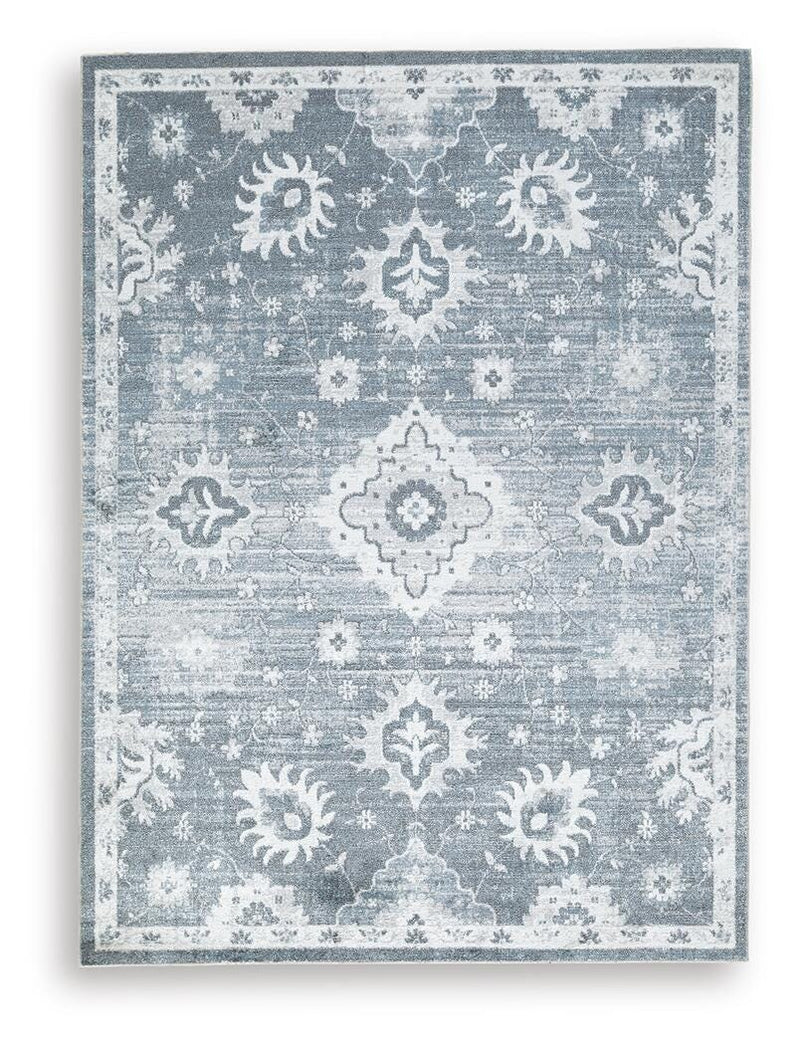 Avanworths Blue/Gray/Ivory Washable 5'3" x 7' Area Rug - R407792