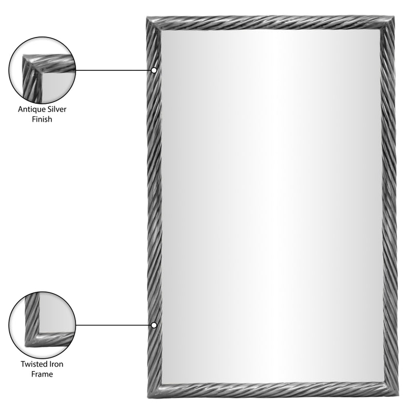 Avara 20" W x 31" H Iron Frame Mirror in Silver - 66073Silver-M31