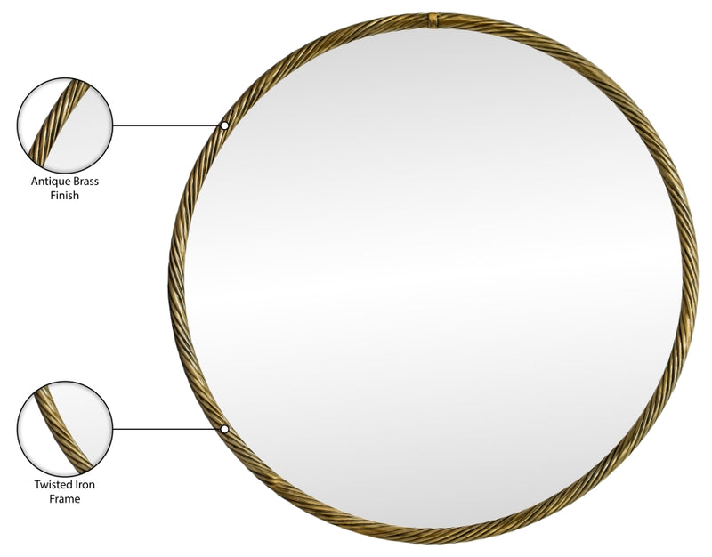 Avara 24" W x 24" H Iron Frame Mirror in Gold - 66071Gold-M24