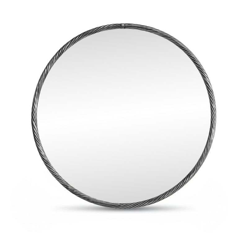 Avara 24" W x 24" H Iron Frame Mirror in Silver - 66071Silver-M24