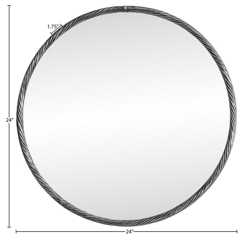 Avara 24" W x 24" H Iron Frame Mirror in Silver - 66071Silver-M24