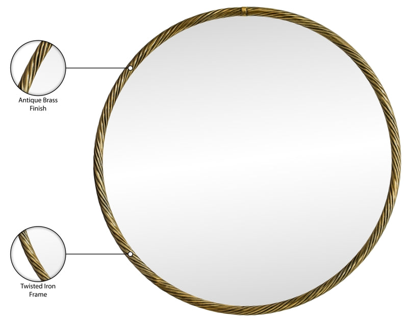 Avara 30" W x 30" H Iron Frame Mirror in Gold - 66071Gold-M30