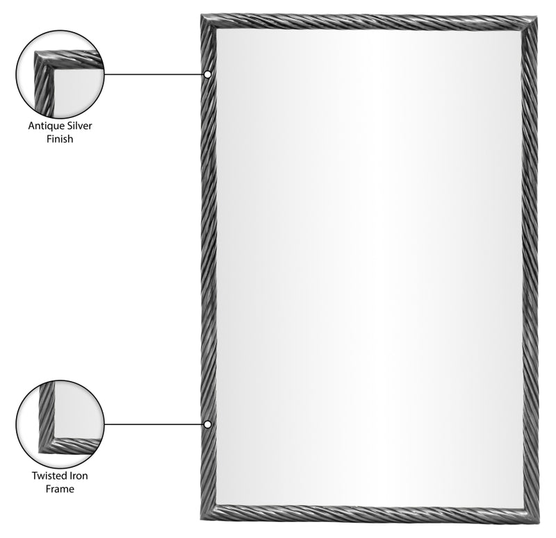 Avara 31" W x 47" H Iron Frame Mirror in Silver - 66073Silver-M47