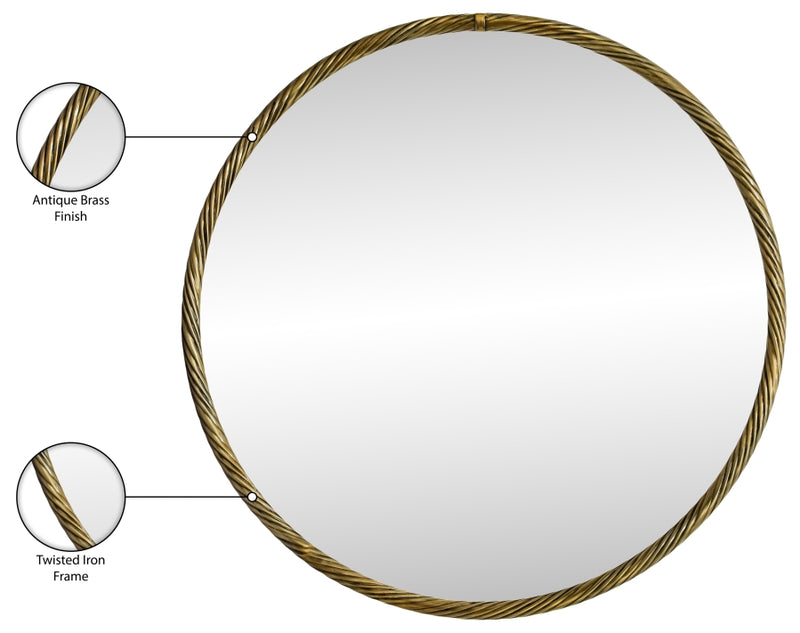 Avara 36" W x 36" H Iron Frame Mirror in Gold - 66071Gold-M36