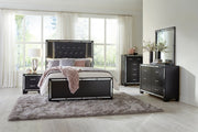 Aveline Black LED Upholstered Panel Bedroom Set - Gate FurnitureBedroom Set