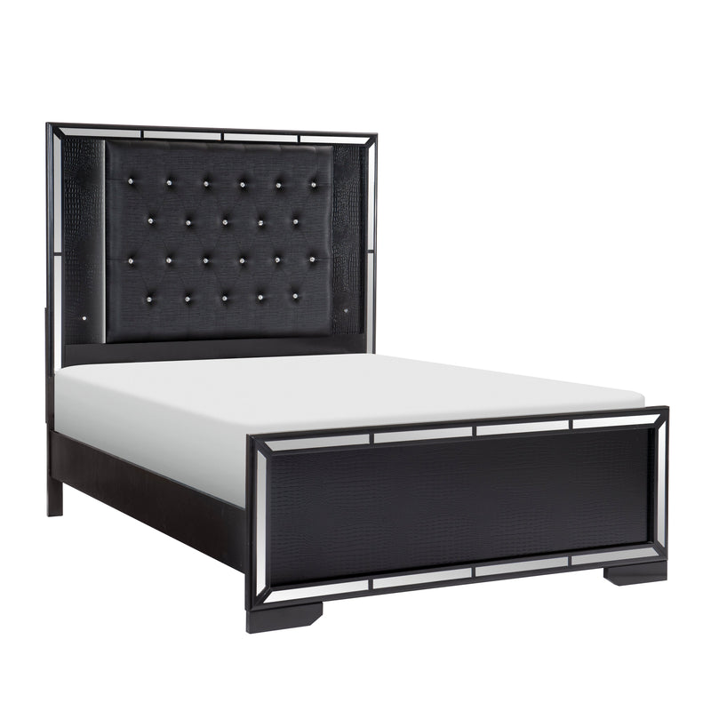Aveline Black LED Upholstered Panel Bedroom Set - Gate FurnitureBedroom Set