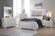 Aveline Silver LED Upholstered Panel Bedroom Set - Gate FurnitureBedroom Set
