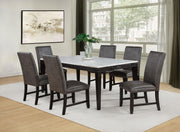 Averill 7-piece White Marble Top Dining Set Dark Grey and Coffee Bean - 121291-S7G