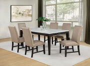 Averill 7-piece White Marble Top Dining Set Tan and Coffee Bean - 121291-S7T