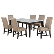 Averill 7-piece White Marble Top Dining Set Tan and Coffee Bean - 121291-S7T