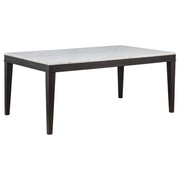 Averill 72-inch Rectangular White Marble Top Dining Table Coffee Bean - 121291