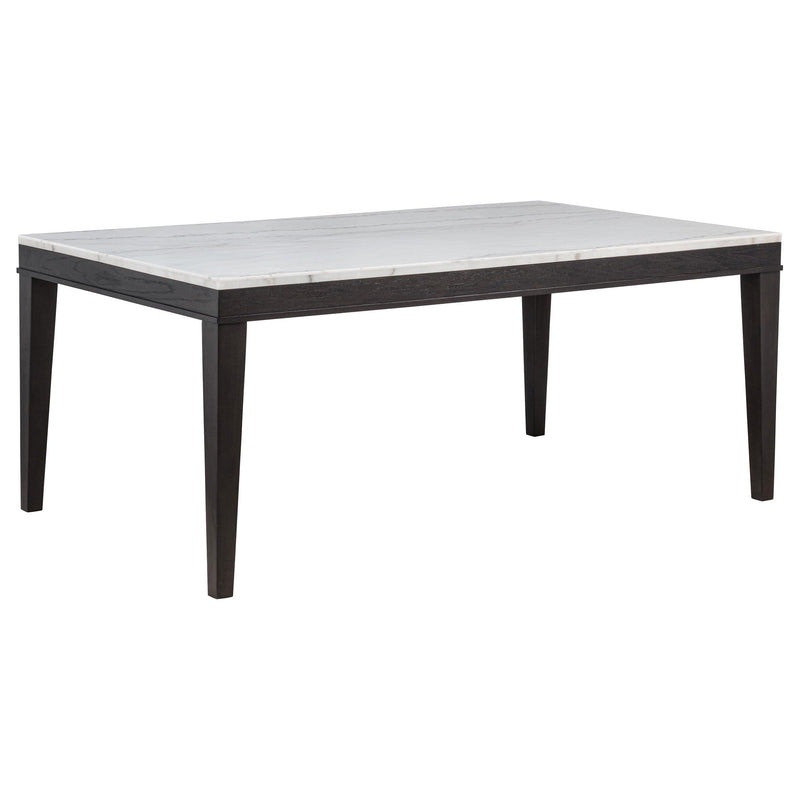 Averill 72-inch Rectangular White Marble Top Dining Table Coffee Bean - 121291