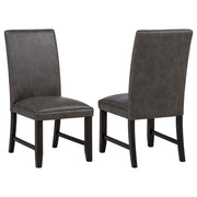 Averill Faux Leatherette Upholstered Dining Side Chair Dark Grey (Set of 2) - 121292GRY