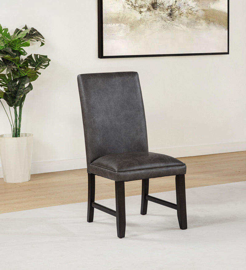 Averill Faux Leatherette Upholstered Dining Side Chair Dark Grey (Set of 2) - 121292GRY