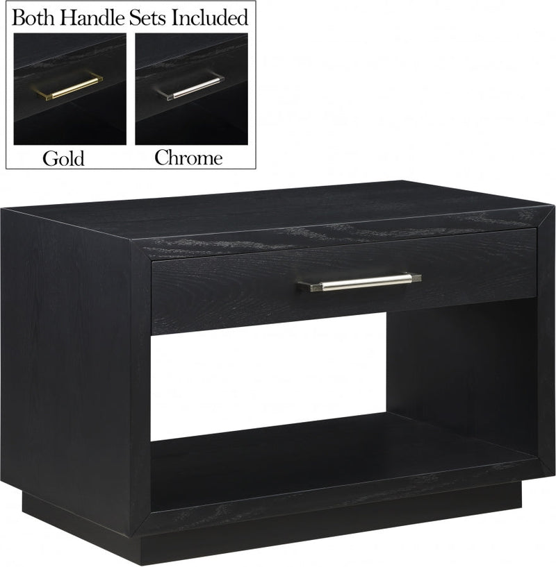 Avery Solid Wood And Ash Veneer Nightstand in Black - 872Black-NS