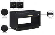 Avery Solid Wood And Ash Veneer Nightstand in Black - 872Black-NS