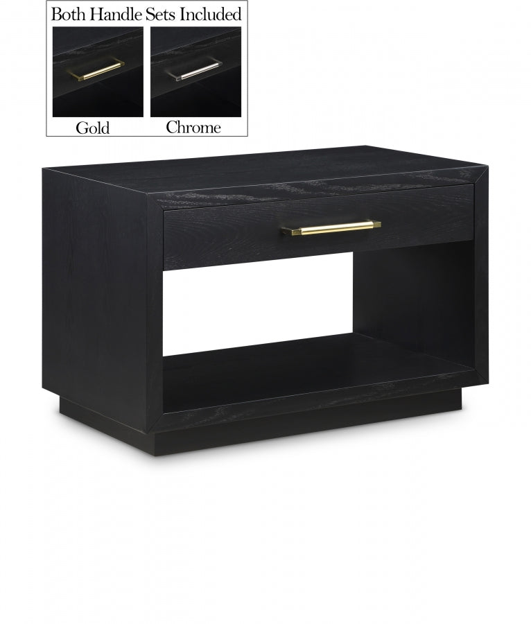 Avery Solid Wood And Ash Veneer Nightstand in Black - 872Black-NS