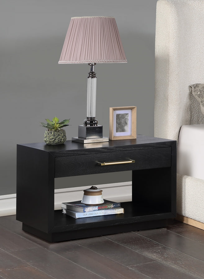 Avery Solid Wood And Ash Veneer Nightstand in Black - 872Black-NS