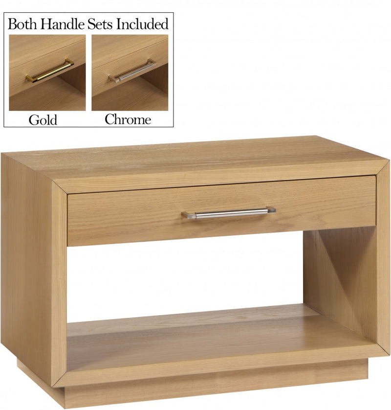 Avery Solid Wood And Ash Veneer Nightstand in Natural - 872Oak-NS