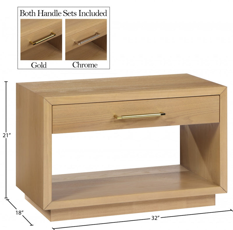 Avery Solid Wood And Ash Veneer Nightstand in Natural - 872Oak-NS