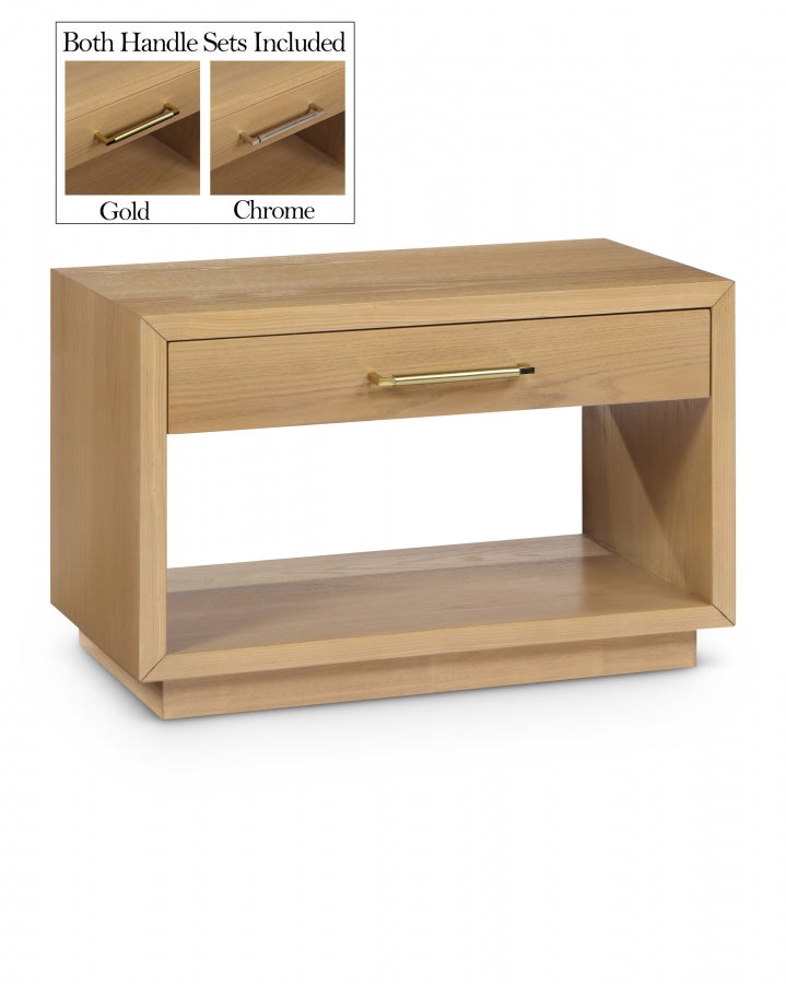 Avery Solid Wood And Ash Veneer Nightstand in Natural - 872Oak-NS