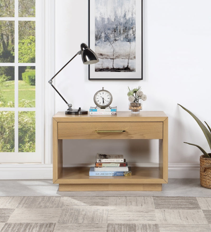 Avery Solid Wood And Ash Veneer Nightstand in Natural - 872Oak-NS