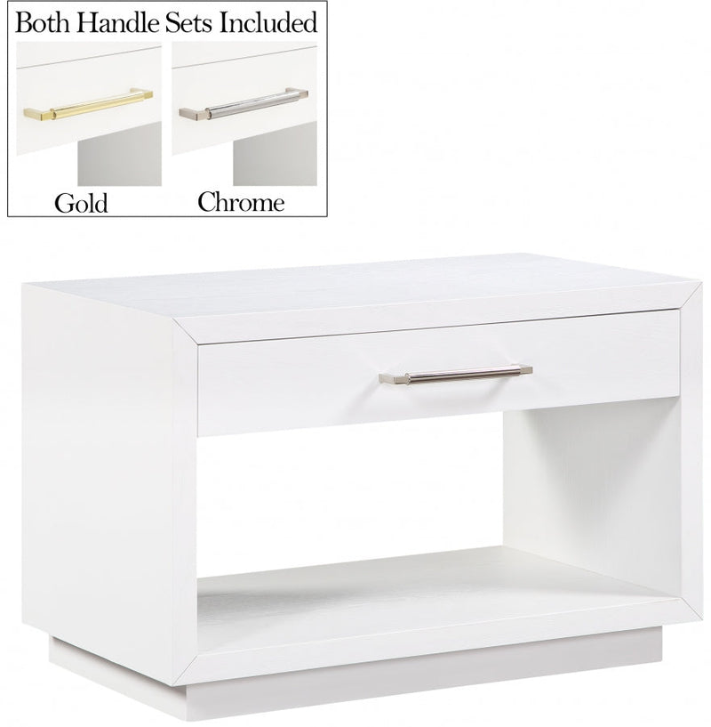 Avery Solid Wood And Ash Veneer Nightstand in White - 872White-NS