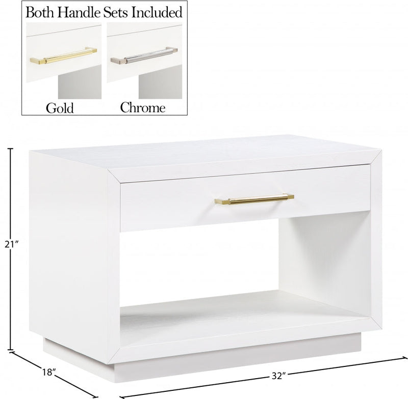 Avery Solid Wood And Ash Veneer Nightstand in White - 872White-NS
