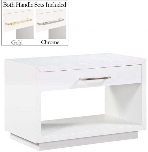 Avery Solid Wood And Ash Veneer Nightstand in White - 872White-NS