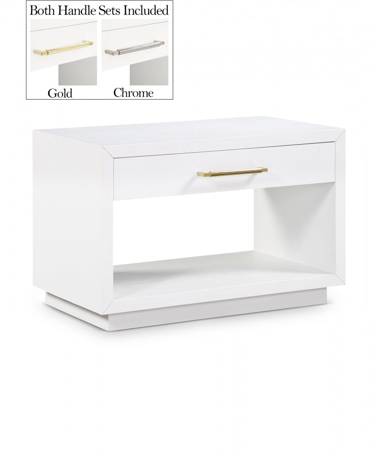 Avery Solid Wood And Ash Veneer Nightstand in White - 872White-NS