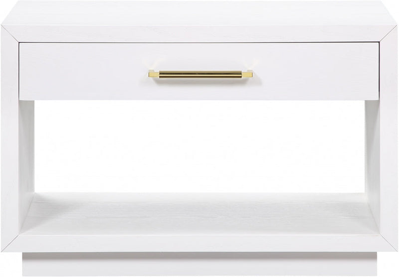 Avery Solid Wood And Ash Veneer Nightstand in White - 872White-NS