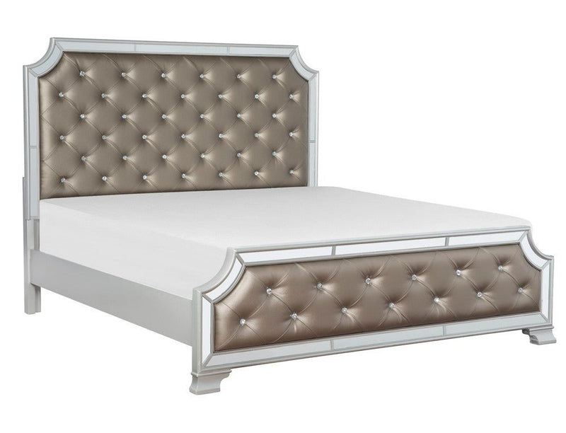 Avondale Silver Mirrored Upholstered Panel Bedroom Set - Gate FurnitureBedroom Set