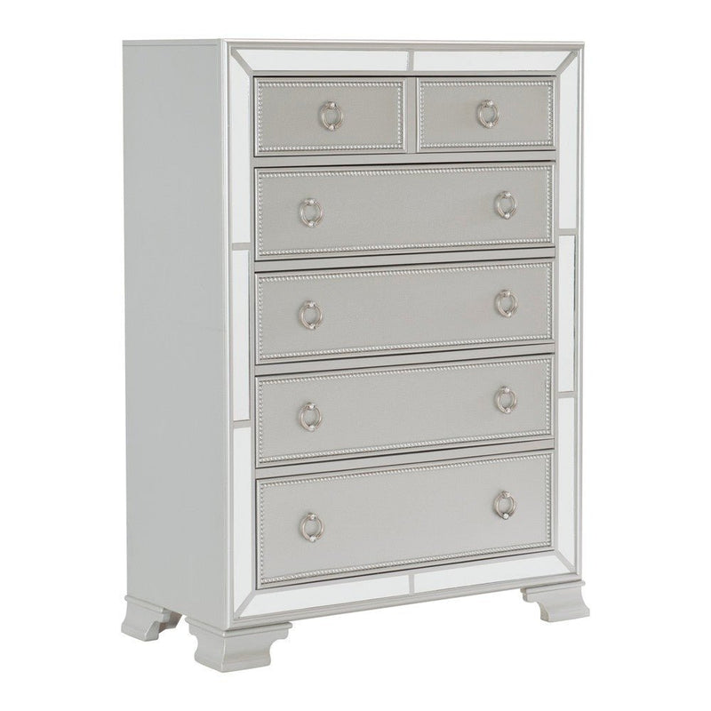 Avondale Silver Mirrored Upholstered Panel Bedroom Set - Gate FurnitureBedroom Set