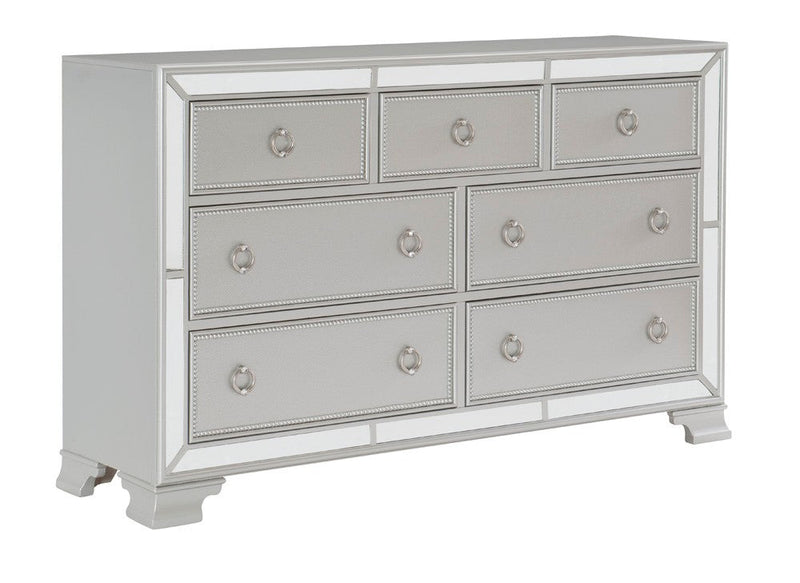 Avondale Silver Mirrored Upholstered Panel Bedroom Set - Gate FurnitureBedroom Set