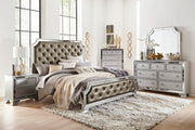 Avondale Silver Mirrored Upholstered Panel Bedroom Set - Gate FurnitureBedroom Set