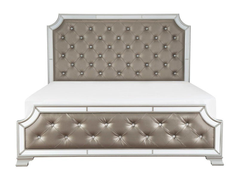 Avondale Silver Mirrored Upholstered Panel Bedroom Set - Gate FurnitureBedroom Set