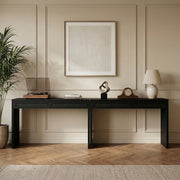 Avro Cane, Solid Wood And Oak Veneer 2pc. Desk in Black - 77051Black-T-2PC