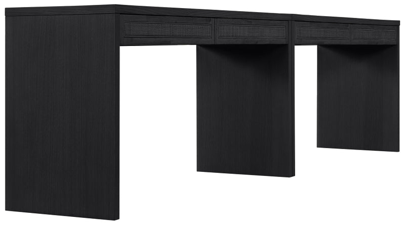 Avro Cane, Solid Wood And Oak Veneer 2pc. Desk in Black - 77051Black-T-2PC