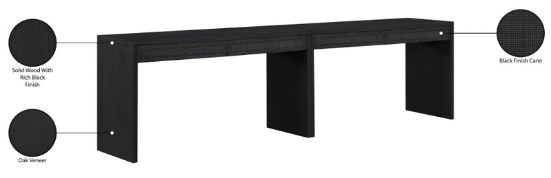 Avro Cane, Solid Wood And Oak Veneer 2pc. Desk in Black - 77051Black-T-2PC