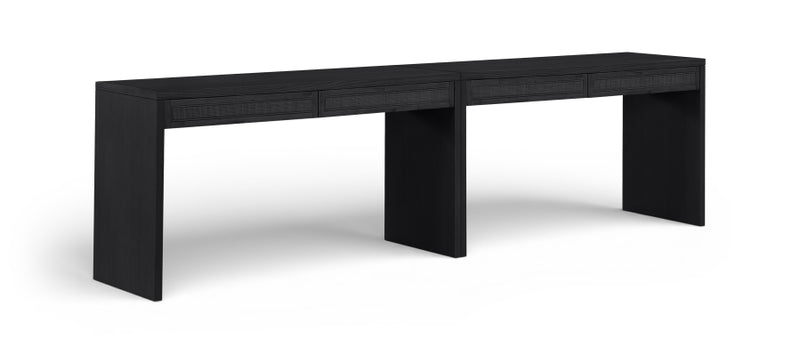 Avro Cane, Solid Wood And Oak Veneer 2pc. Desk in Black - 77051Black-T-2PC