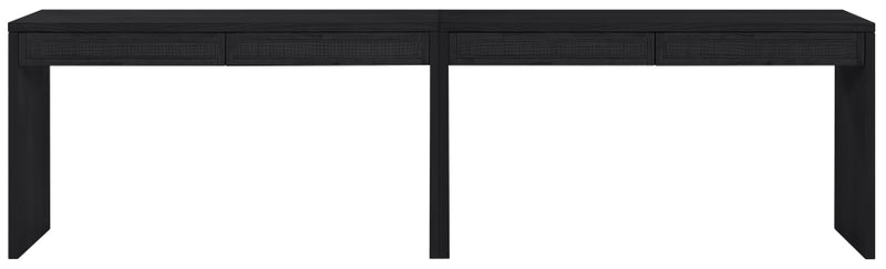 Avro Cane, Solid Wood And Oak Veneer 2pc. Desk in Black - 77051Black-T-2PC
